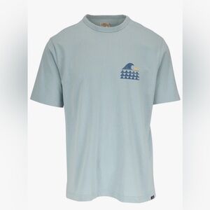 Faherty Brand Wave Fin Teal Cotton Crewneck Graphic T-Shirt Medium